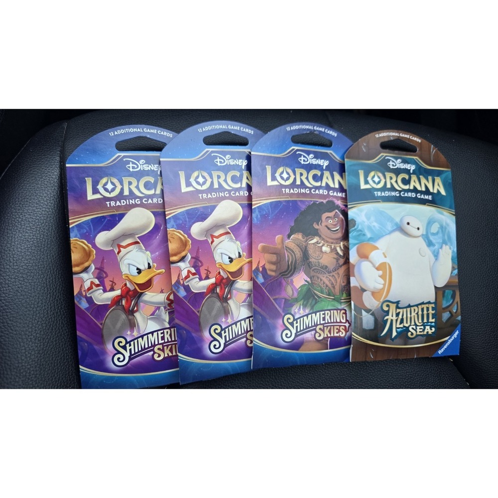 4 PACKS Disney Lorcana TCG - Azurite Sea SHIMMERING SKIES Sleeved Booster SEALED